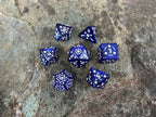 Shimmer Blue White "Blue Constellation" DnD 7 Polyhedral Dice Set in Potion Flask
