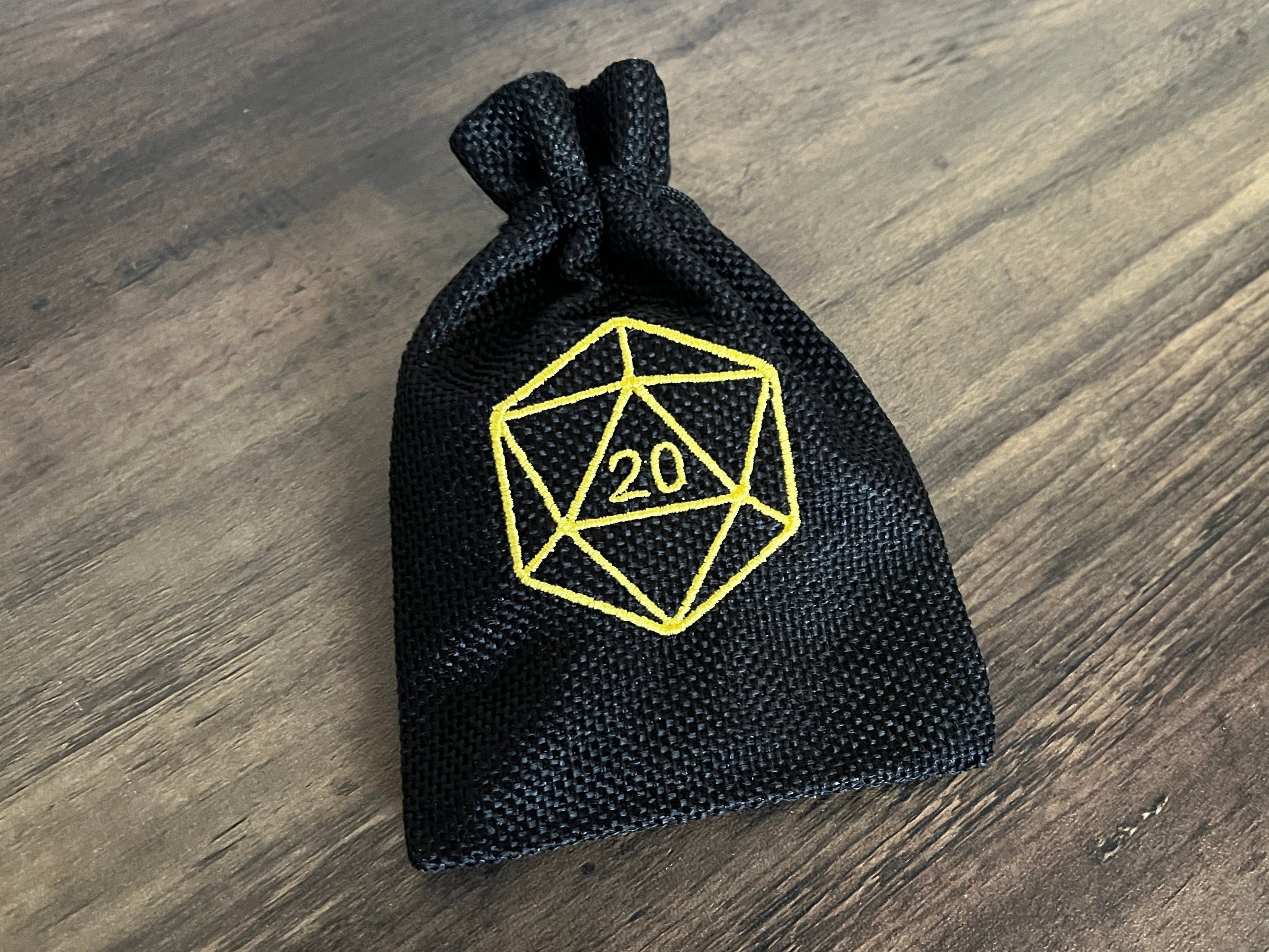 D20 Embroidered DnD Dice Bag