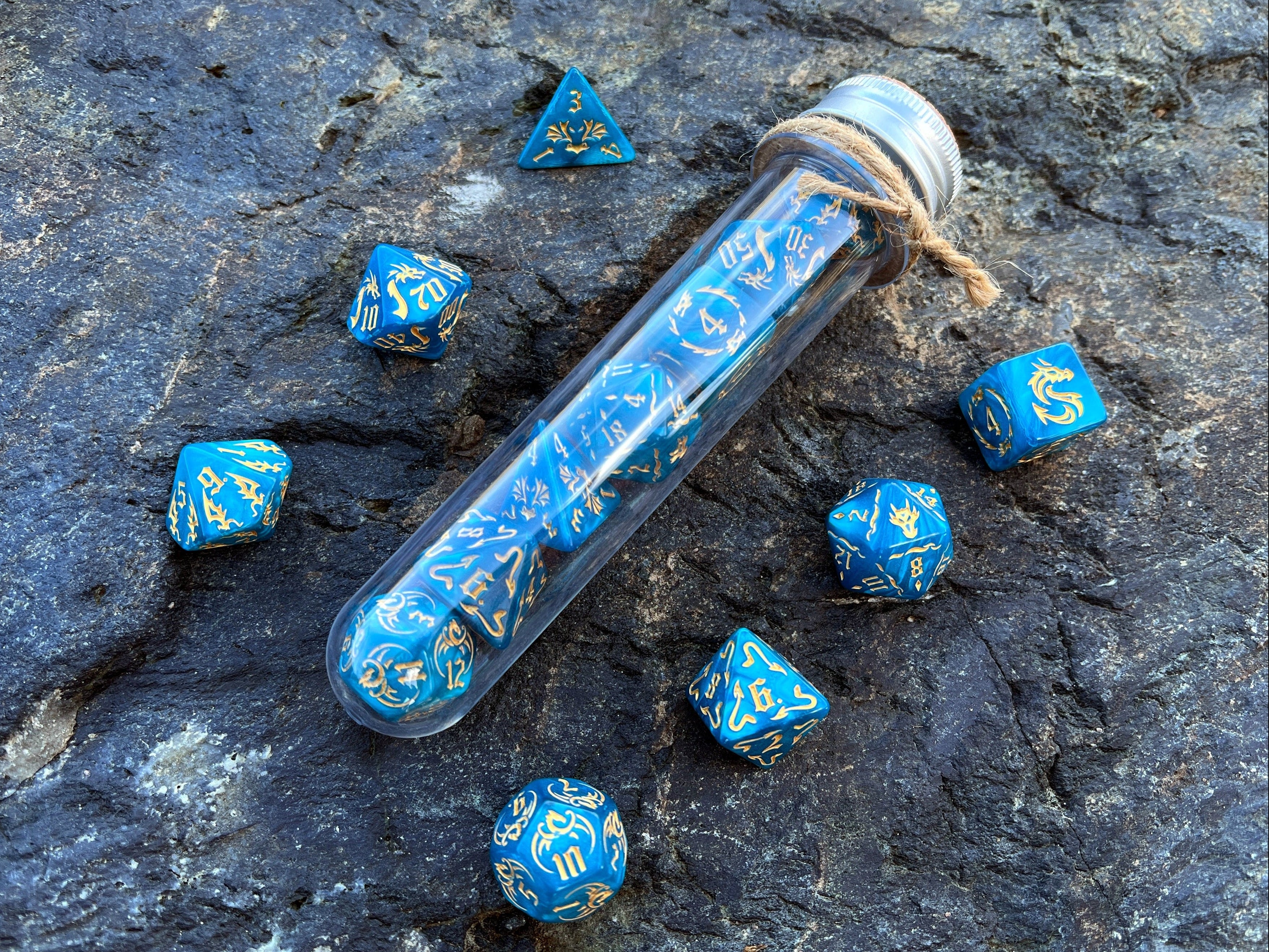 DnD 7 Dice Set in Potion Flask "Village of Dragons" Collection