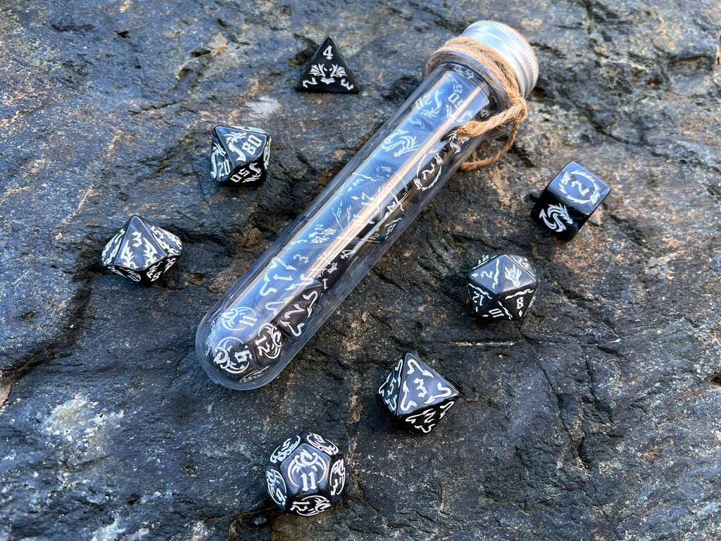 DnD 7 Dice Set in Potion Flask "Village of Dragons" Collection