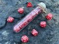 Red White "Red Dragon" DnD 7 Polyhedral Dice Set in Potion Flask
