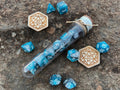 Light Blue Gray "Deep Ocean" DnD 7 Polyhedral Dice Set in Potion Flask