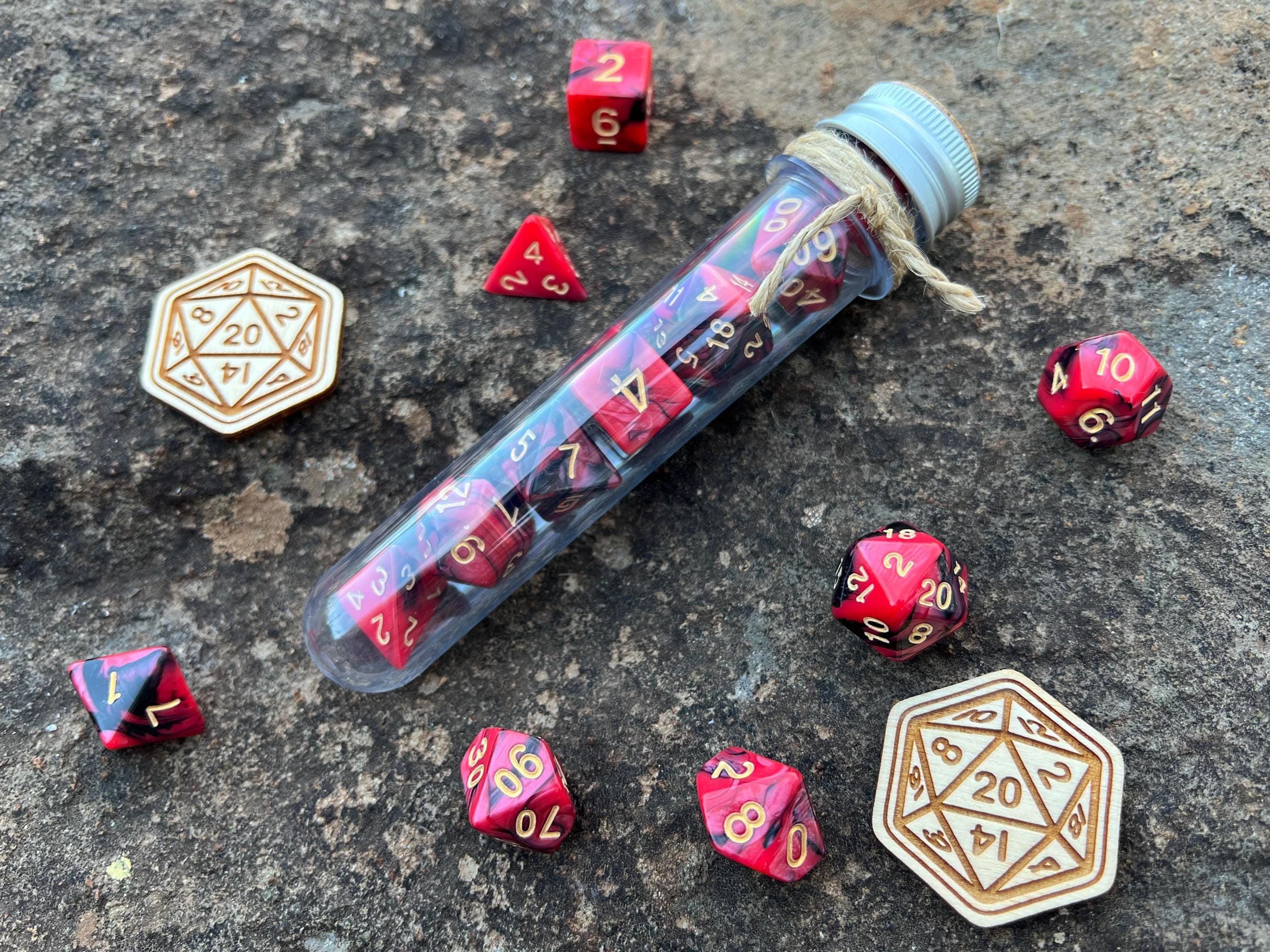 DnD 7 Polyhedral Dice Set in Potion Flask "Wizard School" Collection