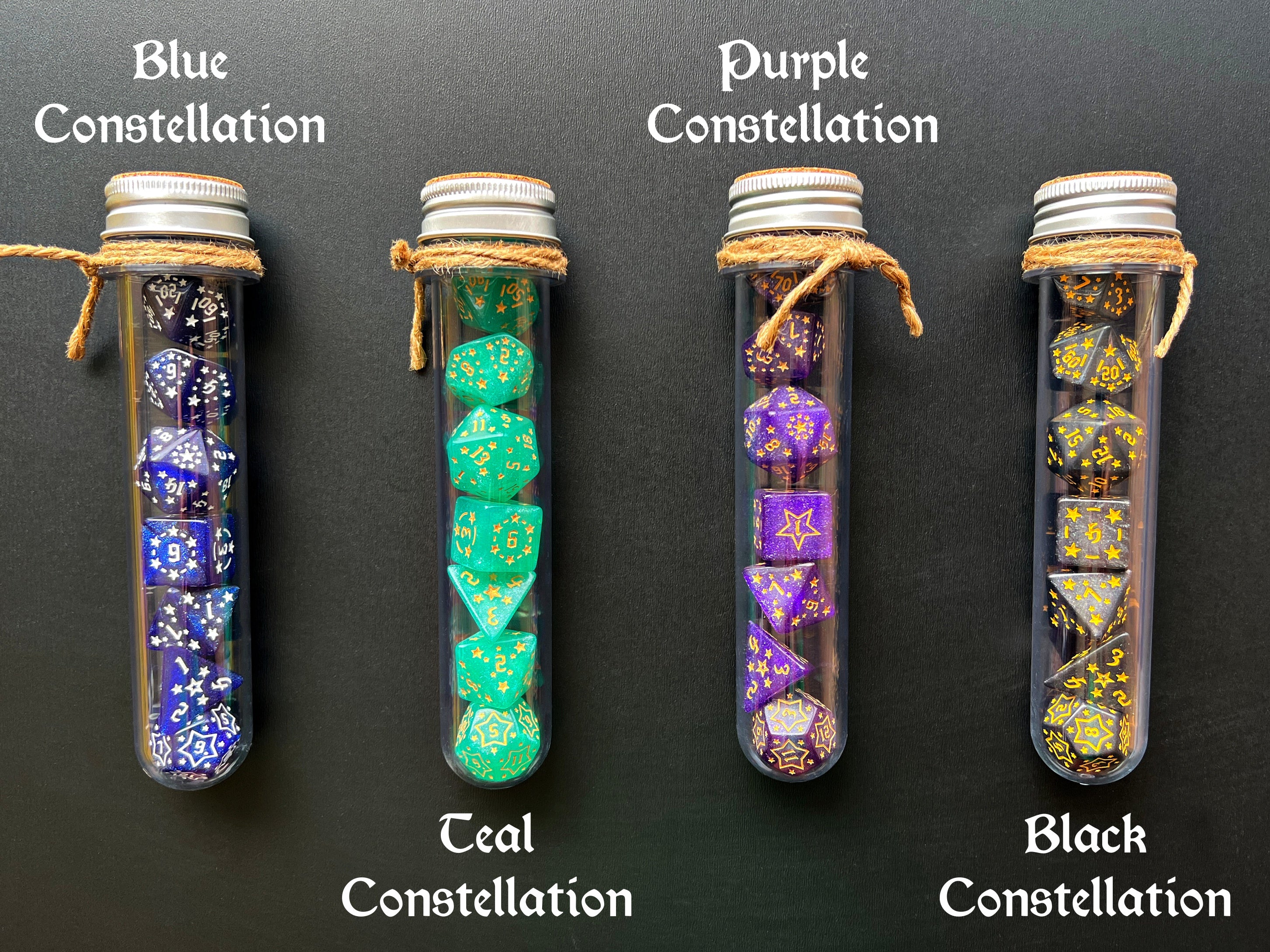 DnD 7 Polyhedral Dice Set in Potion Flask "Constellations" Collection