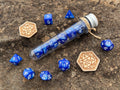 Blue White "Tsunami" DnD 7 Polyhedral Dice Set in Potion Flask