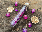 Shimmer Pink "Fairy Dust" DnD 7 Polyhedral Dice Set in Potion Flask
