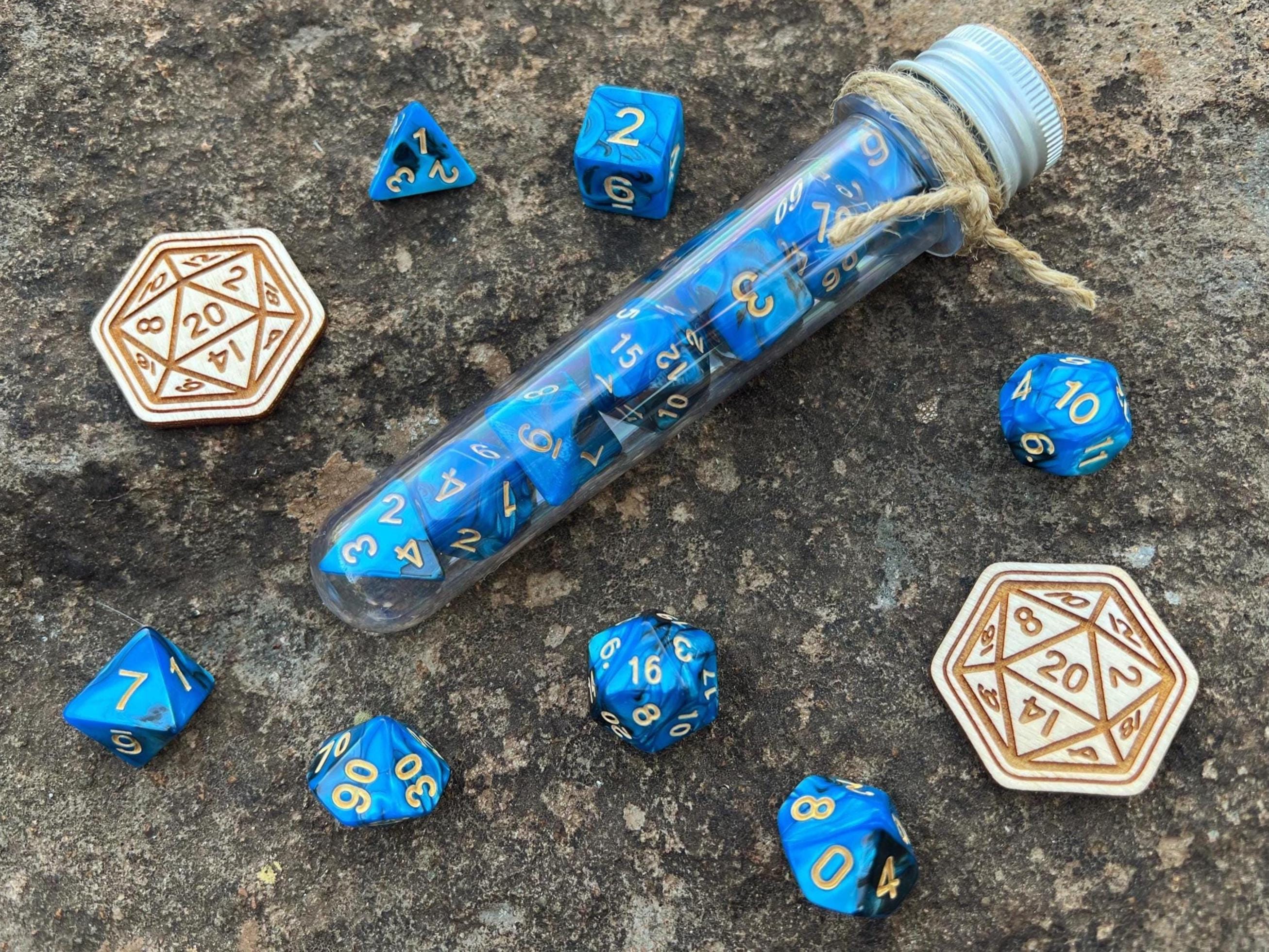 DnD 7 Polyhedral Dice Set in Potion Flask "Wizard School" Collection