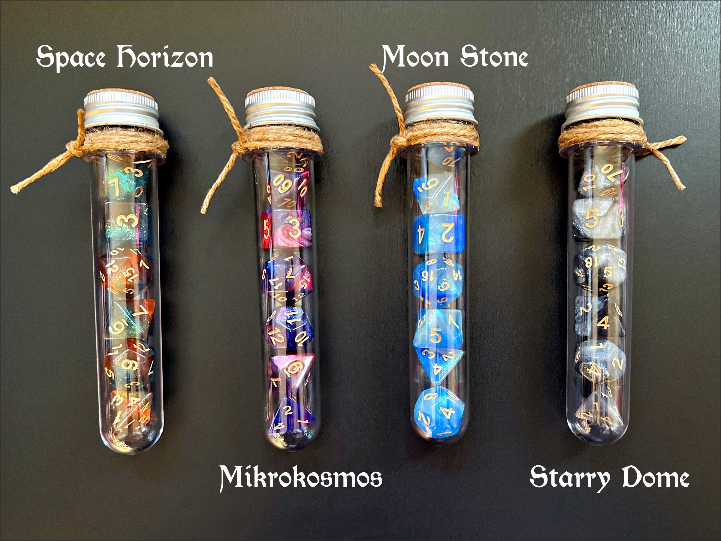 DnD 7 Polyhedral Dice Set in Potion Flask "Space Vision" Collection