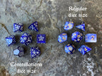 Shimmer Light Green Yellow "Teal Constellation" DnD 7 Polyhedral Dice Set in Potion Flask
