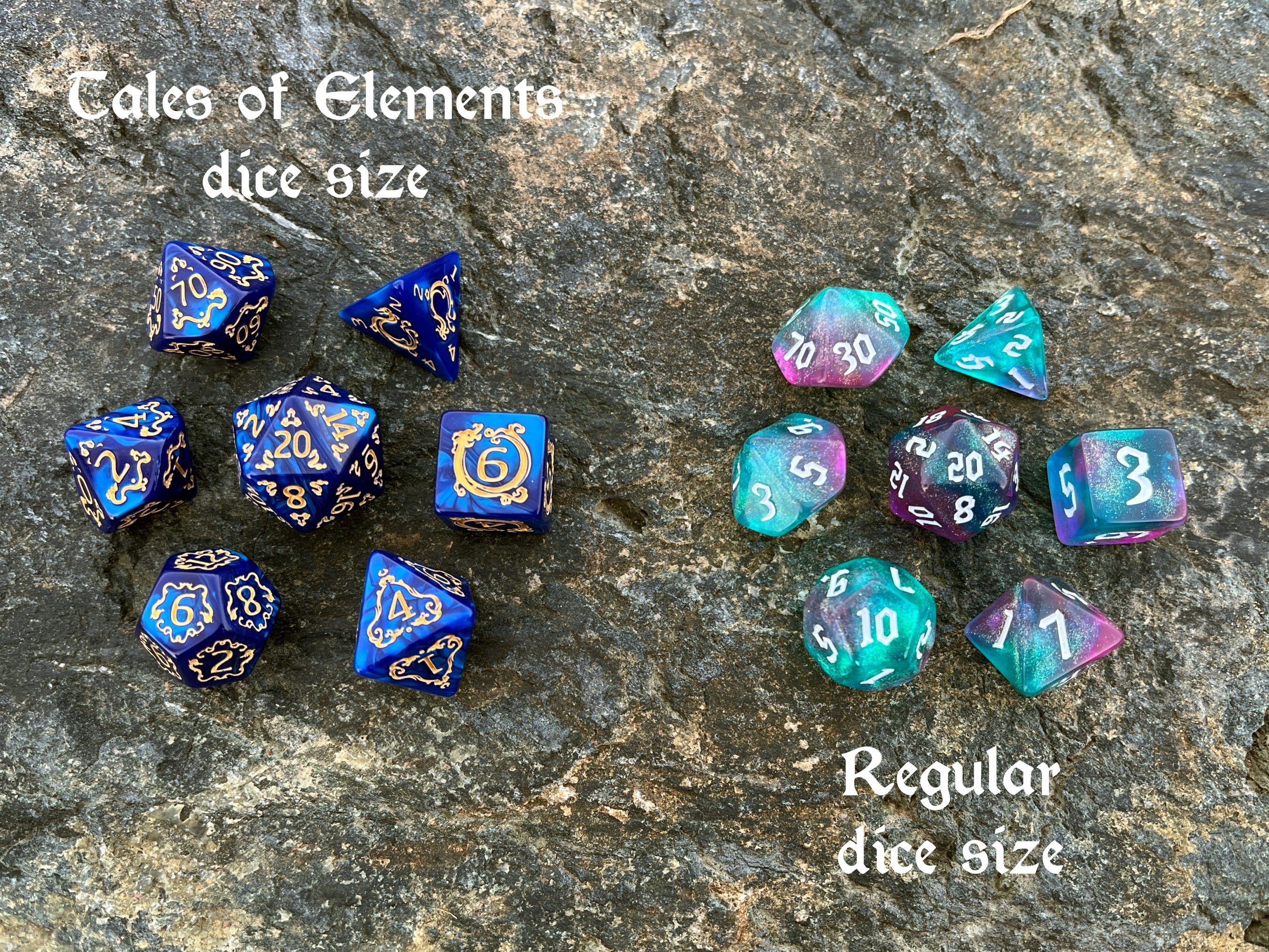 Black Yellow "Tale of Aether" DnD 7 Polyhedral Dice Set in Potion Flask