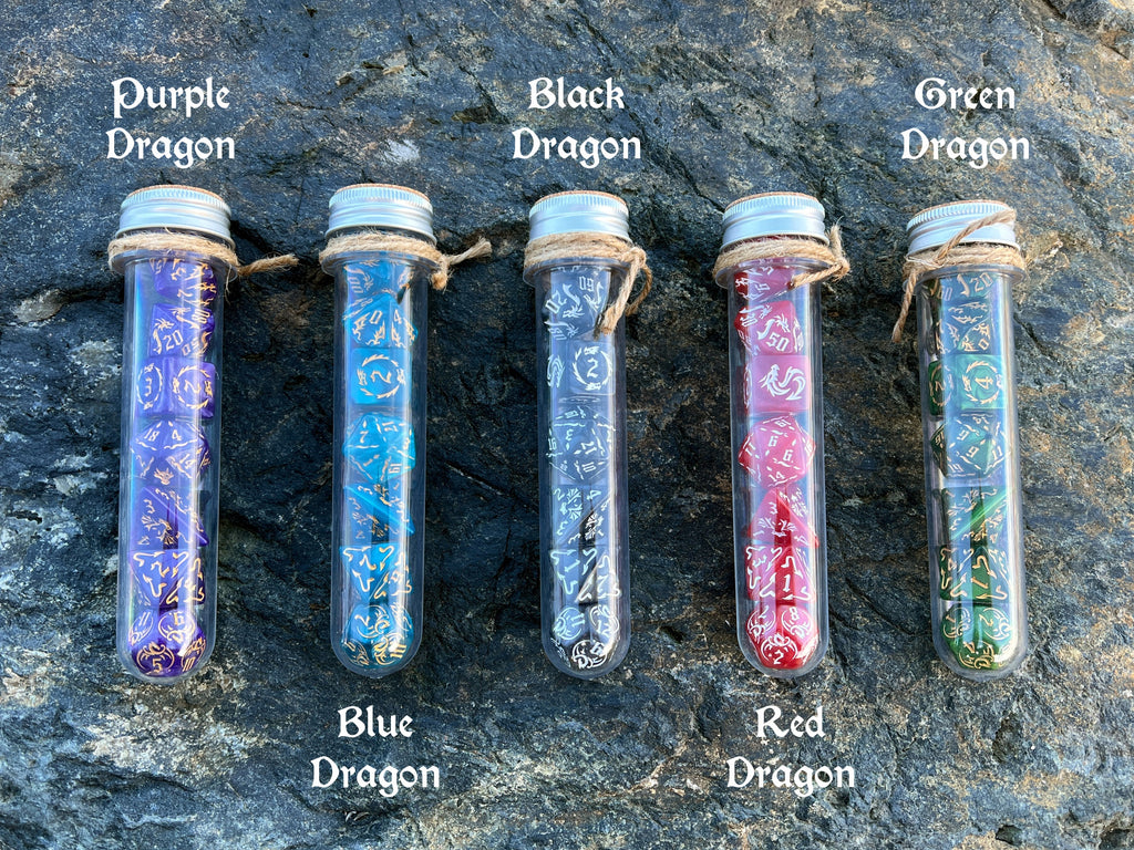 DnD 7 Dice Set in Potion Flask "Village of Dragons" Collection