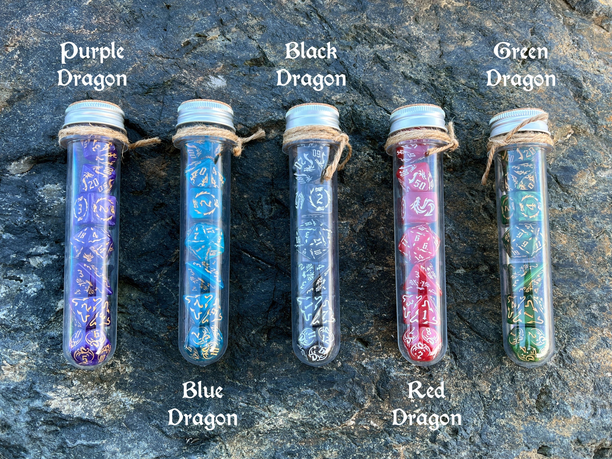 DnD 7 Dice Set in Potion Flask "Village of Dragons" Collection