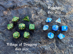 Green Yellow "Green Dragon" DnD 7 Polyhedral Dice Set in Potion Flask