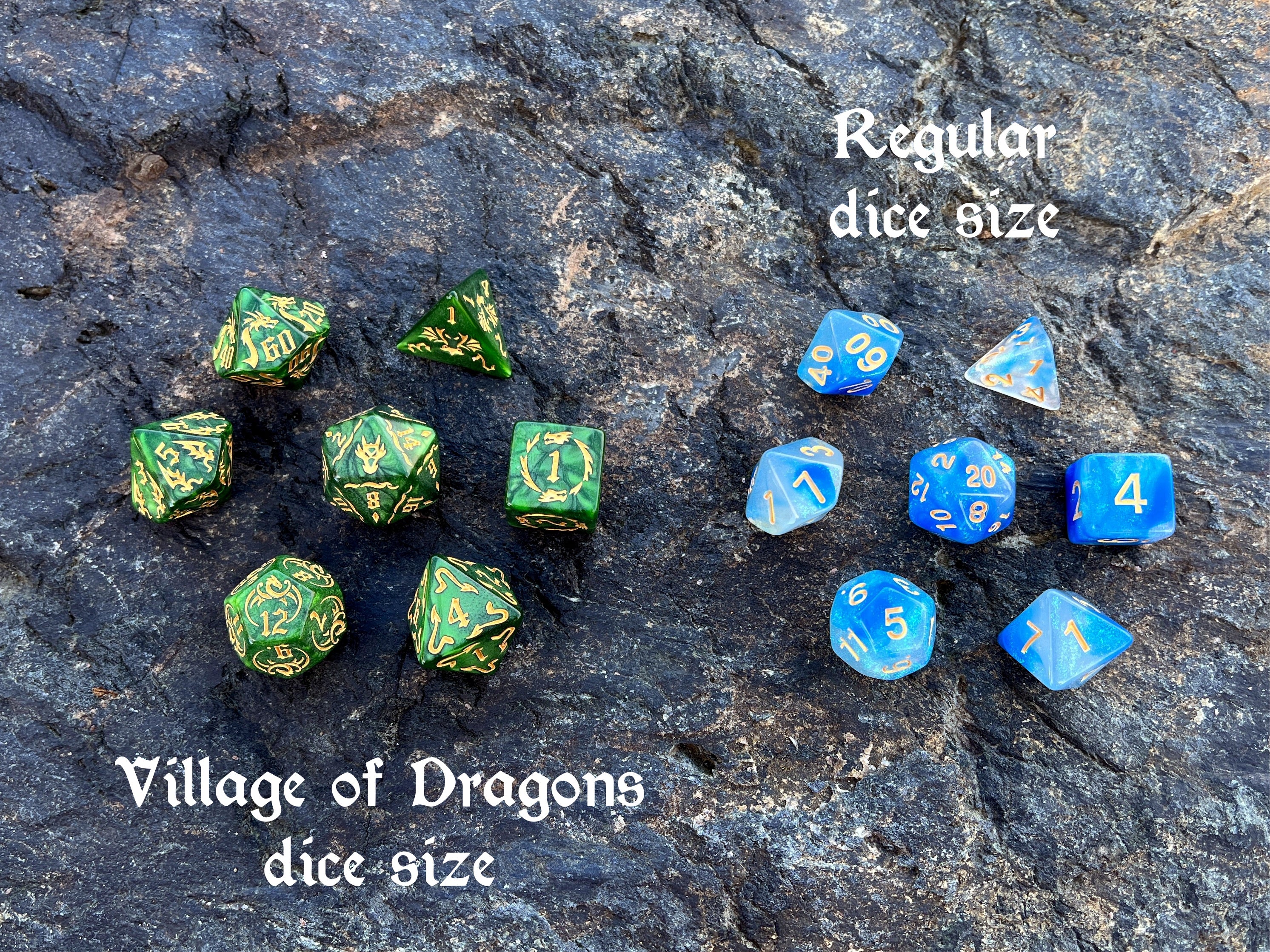 Green Yellow "Green Dragon" DnD 7 Polyhedral Dice Set in Potion Flask